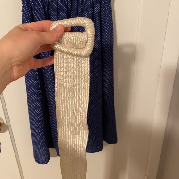 Vintage navy polka dot dress with belt - Picture 4 of 5